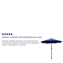 Load image into Gallery viewer, Navy 9 FT Round Umbrella with Crank and Tilt Function and Standing Umbrella Base
