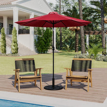 Load image into Gallery viewer, Red 9 FT Round Umbrella with Crank and Tilt Function and Standing Umbrella Base
