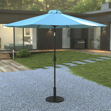 Load image into Gallery viewer, Teal 9 FT Round Umbrella with Crank and Tilt Function and Standing Umbrella Base
