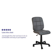 Load image into Gallery viewer, Mid-Back Gray Quilted Vinyl Swivel Task Office Chair
