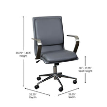 Load image into Gallery viewer, Mid-Back Designer Executive Office Chair with Brushed Chrome Base and Arms, Gray
