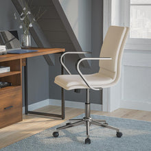Load image into Gallery viewer, Mid-Back Executive Office Chair with Brushed Chrome Base and Arms, Taupe
