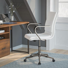 Load image into Gallery viewer, Mid-Back Executive Office Chair with Brushed Chrome Base and Arms, White
