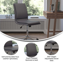 Load image into Gallery viewer, Mid-Back Armless Swivel Task Office Chair with and Adjustable Chrome Base, Gray
