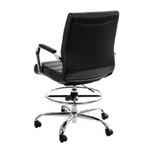 Load image into Gallery viewer, Mid-Back Black Drafting Chair with Adjustable Foot Ring and Chrome Base
