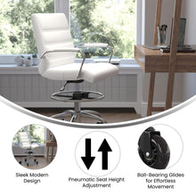 Load image into Gallery viewer, Mid-Back White Drafting Chair with Adjustable Foot Ring, Chrome Base,
