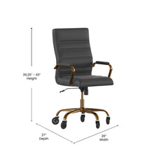 Load image into Gallery viewer, High Back Black Executive Swivel Office Chair with Gold Frame, Arms,
