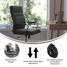 Load image into Gallery viewer, High Back Black Executive Swivel Office Chair with Rose Gold Frame, Arms,
