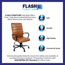 Load image into Gallery viewer, High Back Brown Executive Swivel Office Chair with Black Frame and Arms
