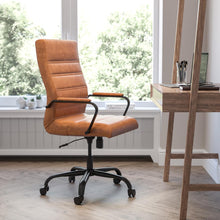 Load image into Gallery viewer, High Back Brown Executive Swivel Office Chair with Black Frame and Arms
