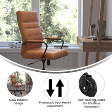 Load image into Gallery viewer, High Back Brown Executive Swivel Office Chair with Black Frame, Arms,
