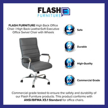 Load image into Gallery viewer, High Back Gray Executive Swivel Office Chair with Chrome Frame and Arms
