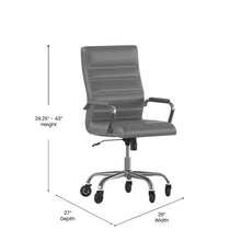 Load image into Gallery viewer, High Back Gray Executive Swivel Office Chair with Chrome Frame, Arms,
