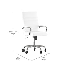 Load image into Gallery viewer, High Back White Executive Swivel Office Chair with Chrome Frame, Arms,
