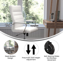 Load image into Gallery viewer, High Back White Executive Swivel Office Chair with Chrome Frame, Arms,
