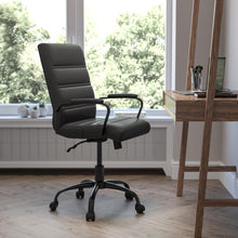 Load image into Gallery viewer, Mid-Back Black Executive Swivel Office Chair with Black Frame and Arms
