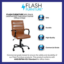 Load image into Gallery viewer, Mid-Back Brown Executive Swivel Office Chair with Black Frame and Arms
