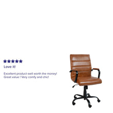 Load image into Gallery viewer, Mid-Back Brown Executive Swivel Office Chair with Black Frame and Arms
