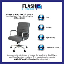 Load image into Gallery viewer, Mid-Back Gray Executive Swivel Office Chair with Chrome Frame and Arms
