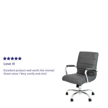 Load image into Gallery viewer, Mid-Back Gray Executive Swivel Office Chair with Chrome Frame and Arms
