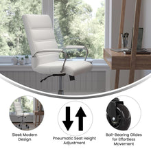 Load image into Gallery viewer, Mid-Back White Executive Swivel Office Chair with Chrome Frame, Arms,
