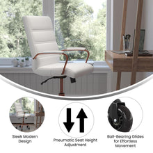 Load image into Gallery viewer, Mid-Back White Executive Swivel Office Chair with Rose Gold Frame, Arms,
