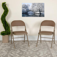 Load image into Gallery viewer, HERCULES Series Double Braced Beige Vinyl Folding Chair

