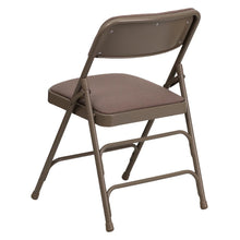 Load image into Gallery viewer, HERCULES Series Curved Triple Braced &amp; Double Hinged Beige Fabric Metal Folding Chair
