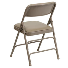 Load image into Gallery viewer, HERCULES Series Curved Triple Braced &amp; Double Hinged Beige Vinyl Metal Folding Chair
