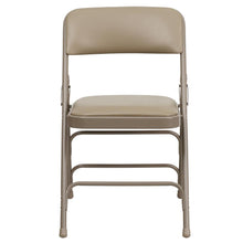 Load image into Gallery viewer, HERCULES Series Curved Triple Braced &amp; Double Hinged Beige Vinyl Metal Folding Chair
