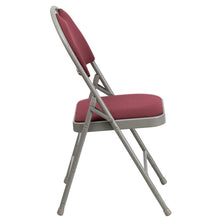 Load image into Gallery viewer, HERCULES Series Ultra-Premium Triple Braced Burgundy Fabric Metal Folding Chair with Easy-Carry Handle
