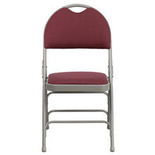 Load image into Gallery viewer, HERCULES Series Ultra-Premium Triple Braced Burgundy Fabric Metal Folding Chair with Easy-Carry Handle
