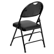 Load image into Gallery viewer, HERCULES Series Ultra-Premium Triple Braced Black Vinyl Metal Folding Chair with Easy-Carry Handle

