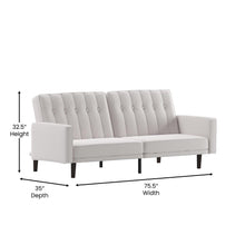 Load image into Gallery viewer, Sofa Futon in Stone Faux Linen Upholstery with Solid Wooden Legs
