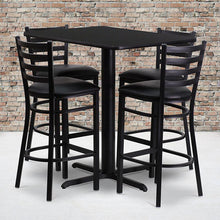 Load image into Gallery viewer, 24''W x 42''L Black Table Set with 4 Metal Barstools - Black Vinyl Seat
