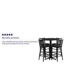 Load image into Gallery viewer, 30'' Black Table Set with X-Base and 4 Metal Barstools - Black Vinyl Seat
