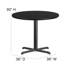 Load image into Gallery viewer, 36'' Black Table Set with X-Base and 4 Metal Chairs - Black Vinyl Seat

