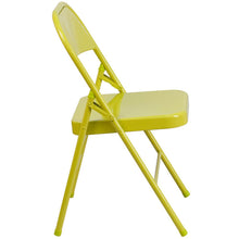 Load image into Gallery viewer, HERCULES COLORBURST Series Twisted Citron Triple Braced &amp; Double Hinged Metal Folding Chair
