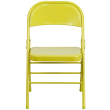 Load image into Gallery viewer, HERCULES COLORBURST Series Twisted Citron Triple Braced &amp; Double Hinged Metal Folding Chair
