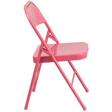 Load image into Gallery viewer, HERCULES COLORBURST Series Bubblegum Pink Triple Braced &amp; Double Hinged Metal Folding Chair
