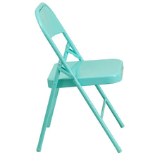 Load image into Gallery viewer, HERCULES COLORBURST Series Tantalizing Teal Triple Braced &amp; Double Hinged Metal Folding Chair
