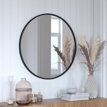 Load image into Gallery viewer, 30" Round Black Metal Framed Wall Mirror
