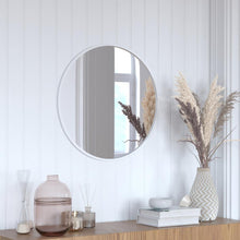 Load image into Gallery viewer, 24" Round Silver Metal Framed Wall Mirror
