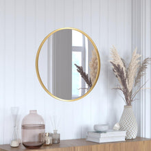 Load image into Gallery viewer, 24" Round Gold Metal Framed Wall Mirror
