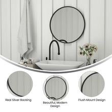 Load image into Gallery viewer, 24" Round Black Metal Framed Wall Mirror
