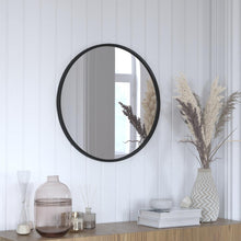 Load image into Gallery viewer, 24" Round Black Metal Framed Wall Mirror
