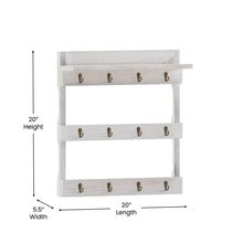 Load image into Gallery viewer, Wooden Wall Mount 12 Cup Mug Rack Organizer,  Whitewashed
