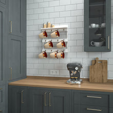 Load image into Gallery viewer, Wooden Wall Mount 12 Cup Mug Rack Organizer,  Whitewashed

