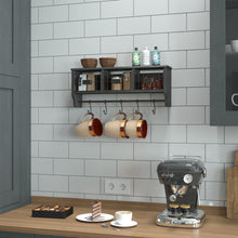 Load image into Gallery viewer, Wall Mounted 24 in Solid Pine Wood Storage Rack with Upper Shelf in Blackwashed

