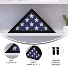 Load image into Gallery viewer, Black Memorial Flag Display Case - Solid Wood Military Flag Display Case
